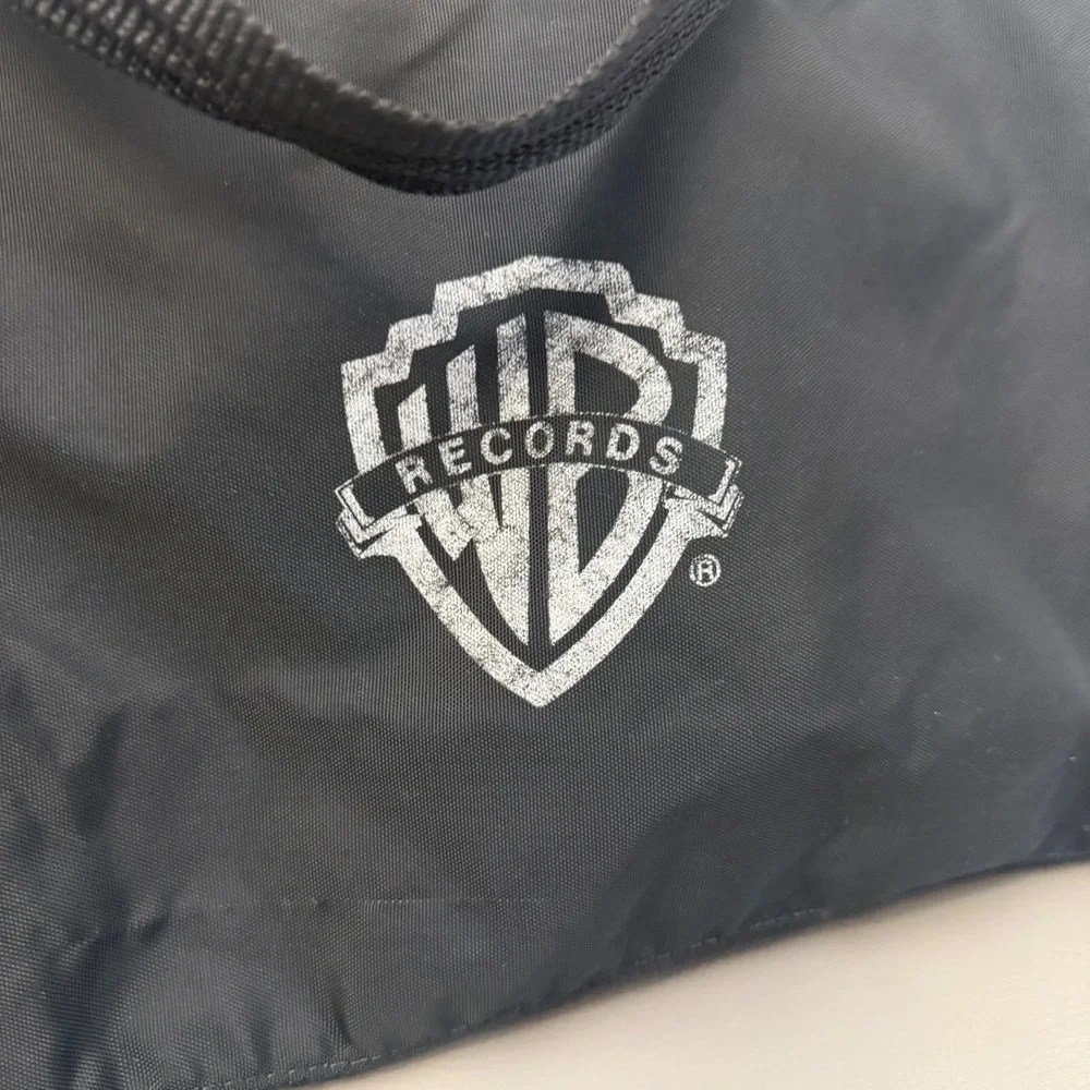 Vintage Warner Bros Records Promo Duffel Bag Black Nylon Music Industry Rare WB